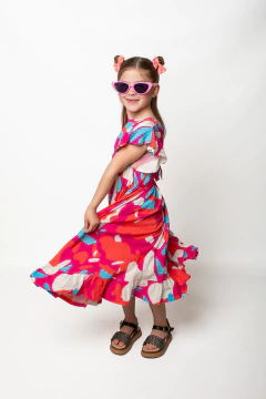 vestido de lino estampado art.926 - tienda online