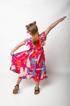 vestido de lino estampado art.926 - comprar online