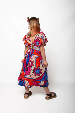 vestido de lino estampado art.926