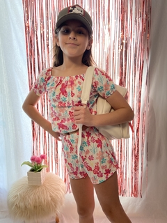 CONJUNTO DE FIBRANA FLORCITAS (SHORT + PAISANA) en internet