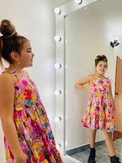 ¡ultimos! vestido de algodon estampado digital de flores premium art. 908 - Kids Store