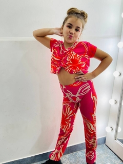 Conjunto de morley estampado de nena (calza + top) art.913