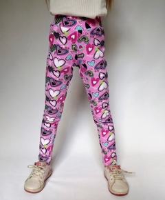 CALZA DE ALGODÓN Y LYCRA CORAZONES - tienda online