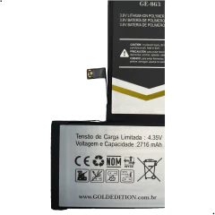 Frontal Tela Vivid Para iPhone X + Bateria Gold Edition GE-863
