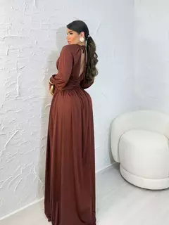 Vestido Longo Decote Laço - loja online