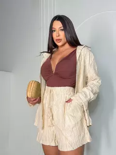 Conjunto Luxo Short e Blusa Nude - Linha Chic