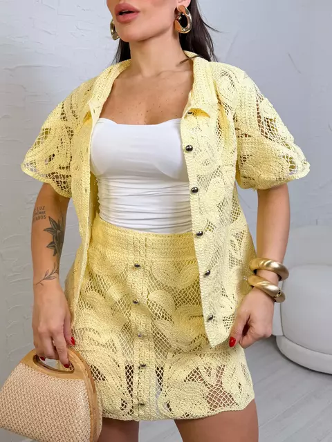 Conjunto Saia e Blusa de Crochê