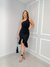 Vestido Midi Crepe Um Ombro só e Babado na Barra na internet