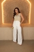 Calça Pantalona Linho Botão Encapado Branca - Linha Chic