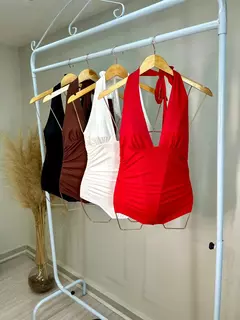 Imagem do Body Meril Frente Única Plissado Lateral