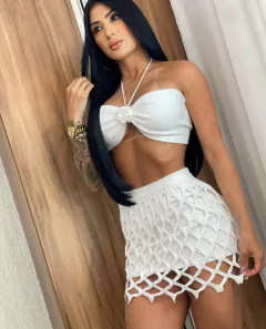 Conjunto Saia e Top Tricot Vazado - Linha Chic