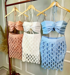 Conjunto Saia e Top Tricot Vazado - Linha Chic