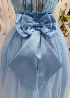 Vestido De Festa Azul Longo Sabrina