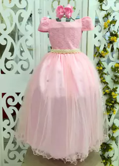 Vestido De Festa Rosa Bebê Longo Sabrina