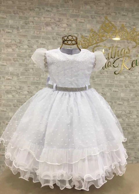 VESTIDO BRANCO DE FESTA INFANTIL LU