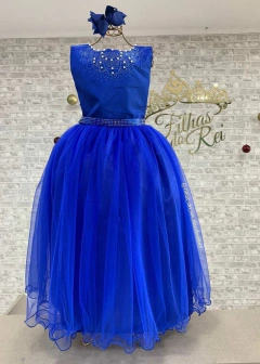 VESTIDO LONGO INFANTIL DE FESTA AZUL ROYAL - comprar online