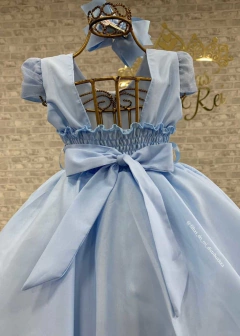 VESTIDO INFANTIL DE FESTA AZUL SAIA EM CAMADAS - Filhas do Rei Distribuidora Roupa Infantil e Juvenil