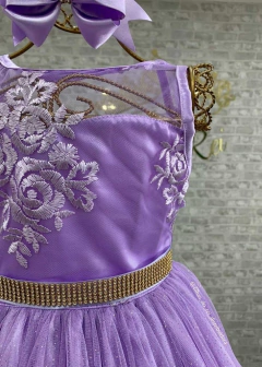 VESTIDO LUXO DE FESTA INFANTIL DE RENDA LILÁS - Filhas do Rei Distribuidora Roupa Infantil e Juvenil