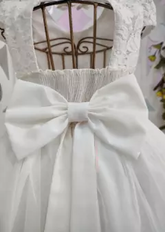 VESTIDO PLUS SIZE OFFWHITE DE FESTA INFANTIL ENCANTADO DE MANGA CURTA COM APLICAÇÕES DE FLORES 3D na internet