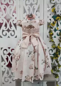 VESTIDO DE FESTA INFANTIL FLORIDO BEGE - loja online