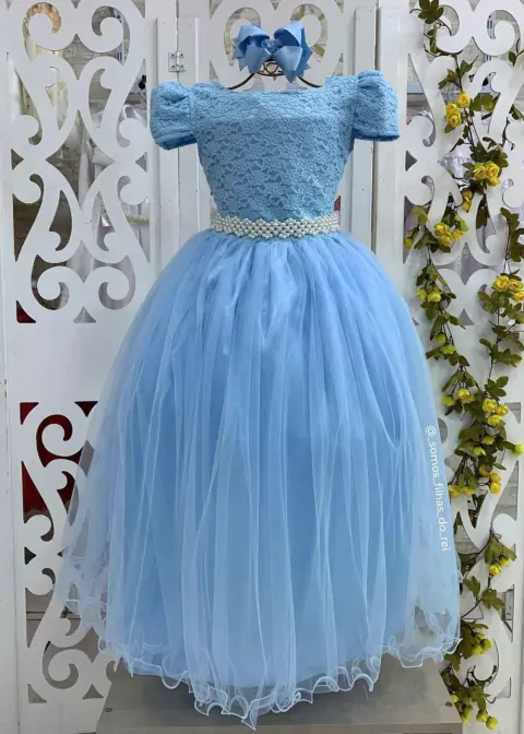 Vestido De Festa Azul Longo Sabrina