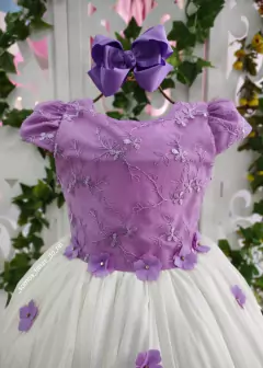VESTIDO DE FESTA INFANTIL LUXO FLORES ENCANTADAS LILÁS - comprar online