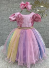 VESTIDO LUXO DE FESTA INFANTIL ARCO ÍRIS