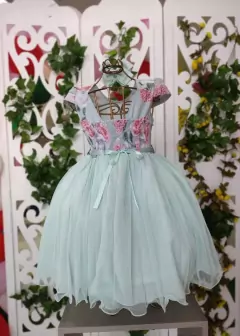 Imagem do VESTIDO FESTA MANU VERDE ÁGUA ESTAMPA