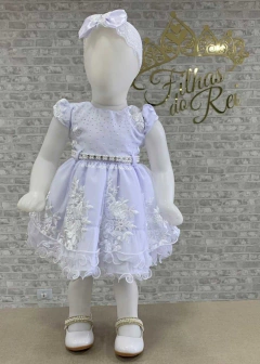 VESTIDO BRANCO DE FESTA LUXO RENDA BORDADA na internet