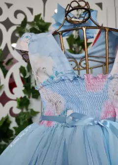 Imagem do VESTIDO FESTA INFANTIL AZUL CINTO PÉROLAS