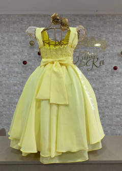 VESTIDO INFANTIL DE FESTA LUXO AMARELO COM DETALHES DOURADO - comprar online