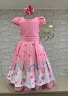 VESTIDO ROSA TEMÁTICO UNICÓRNIO