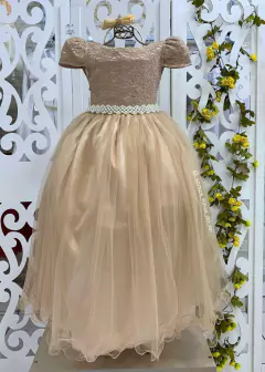 Vestido De Festa Dourado Longo Sabrina