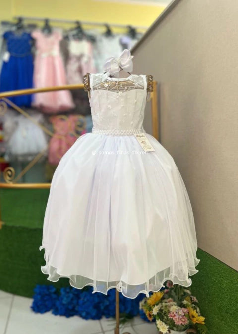 VESTIDO BRANCO DE FESTA LUXO JUVENIL LONGO