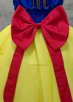 VESTIDO INFANTIL BRANCA DE NEVE COM BUSTO DRAPEADO COM PÉROLAS na internet