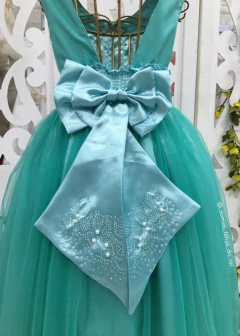 Vestido Longo Infantil de Festa Verde Tiffany - comprar online