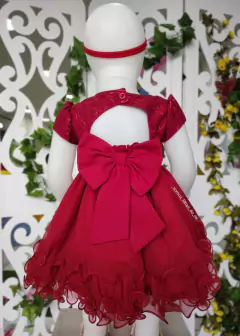 VESTIDO VERMELHO DE FESTA BEBÊ LUXO - loja online