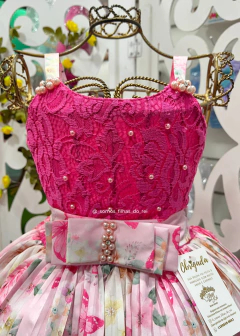 VESTIDO DE FESTA LUXO PINK FLORIDO - comprar online