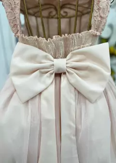 VESTIDO PLUS SIZE LONGO SALMÃO DE FESTA INFANTIL ENCANTADO DE MANGA CURTA COM APLICAÇÕES DE FLORES 3D - comprar online