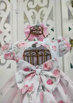 VESTIDO DE FESTA INFANTIL ROSA ESTAMPADO DE FLORES - comprar online