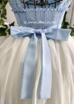 VESTIDO DE FESTA INFANTIL LUXO FLORES ENCANTADAS AZUL SERENITY - comprar online