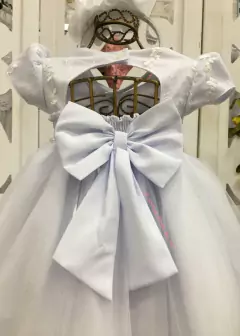 VESTIDO BRANCO DE FESTA INFANTIL COM APLIQUES DE FLORES 3D - loja online