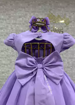VESTIDO LILÁS DE FESTA INFANTIL LUXO COM SAIA EM CAMADAS E BUSTO COM PLIQUES EM PÉROLAS - loja online