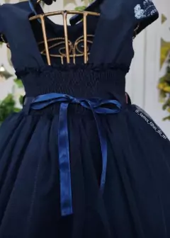 VESTIDO FESTA INFANTIL LUA AZUL MARINHO