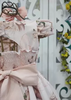 VESTIDO DE FESTA INFANTIL FLORIDO BEGE