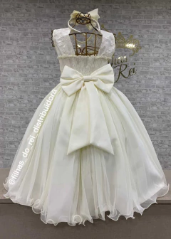 VESTIDO OFF WHITE DE FESTA LUXO JUVENIL LONGO - loja online