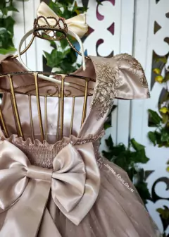 VESTIDO LONGO LUXO INFANTIL DOURADO