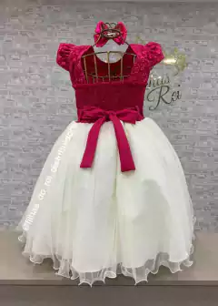 VESTIDO DE FESTA INFANTIL LUXO FLORES ENCANTADAS PINK - loja online