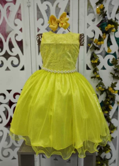 VESTIDO REGATA DE FESTA INFANTIL MIDI AMARELO