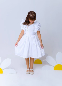 VESTIDO FLORES DO CAMPO BRANCO - Filhas do Rei Distribuidora Roupa Infantil e Juvenil